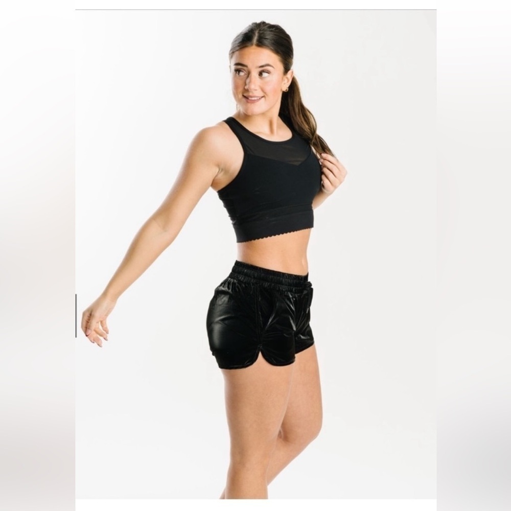 NWT ZYIA Midnight Gloss Bomber Shorts size M